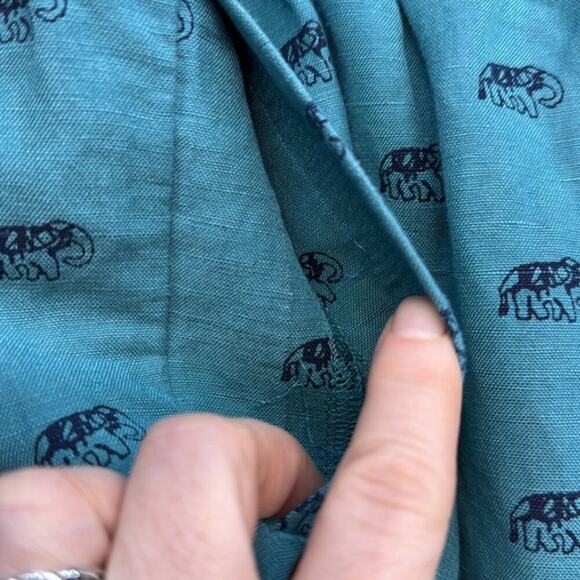 Women's LOFT Outlet‎ Midi Blue Green Elephant Linen Blend Skirt Size S/P Small P - Picture 3 of 8
